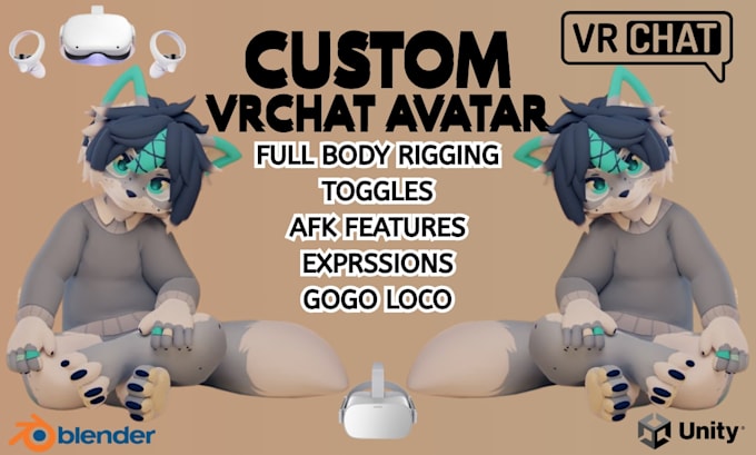 do custom vrchat avatar furry avatar vtuber vr character