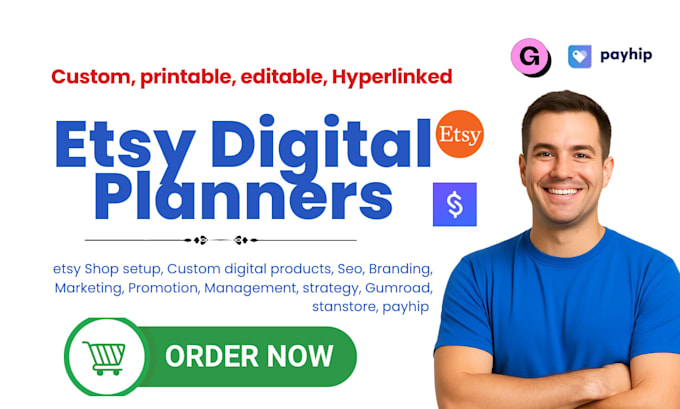 etsy digital planner journal design digital download custom hyperlinked planner