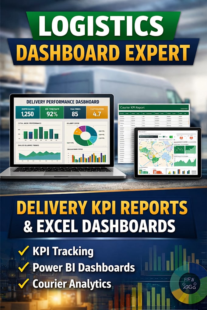 create logistics dashboard, delivery KPI report, and excel tracking sheet