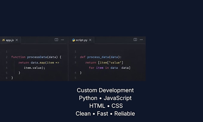 develop clean code in python javascript HTML CSS