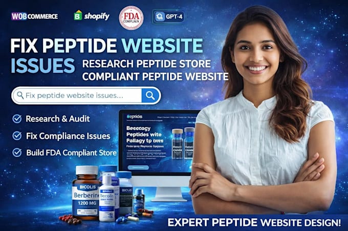 fix peptide website issues, research peptide store, compliant peptide website