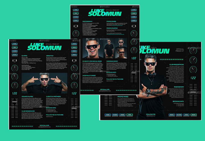 design a professional interactive epk for musicians artists djs press kit