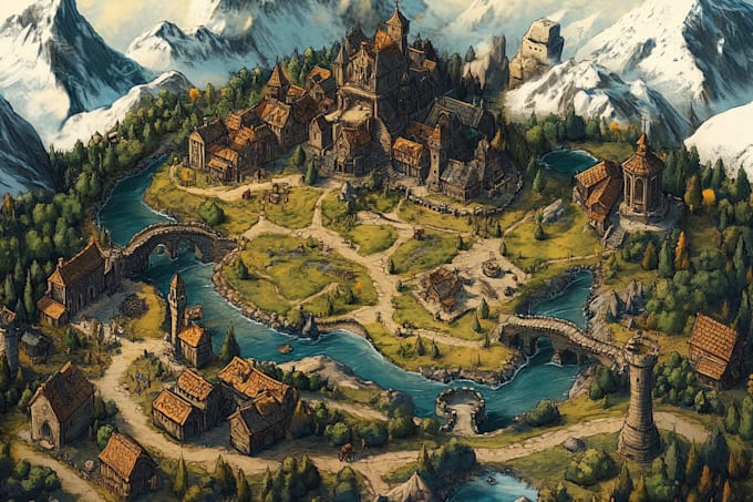 Draw a detailed hand drawn fantasy map for your world by Ryanmerson ...