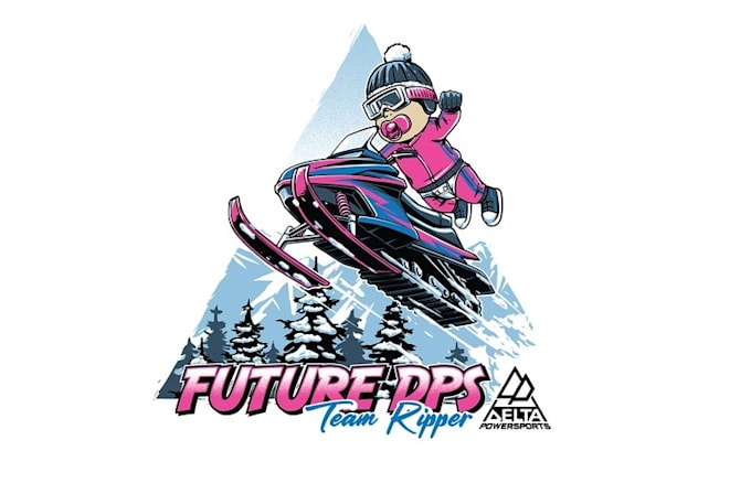 design unique baby snowmobile rider logo