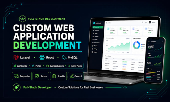 build custom web application using laravel react and mysql