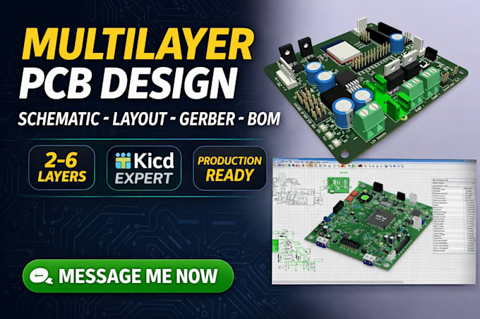 Design multilayer pcb schematic layout prototype gerber bom 3d model ...