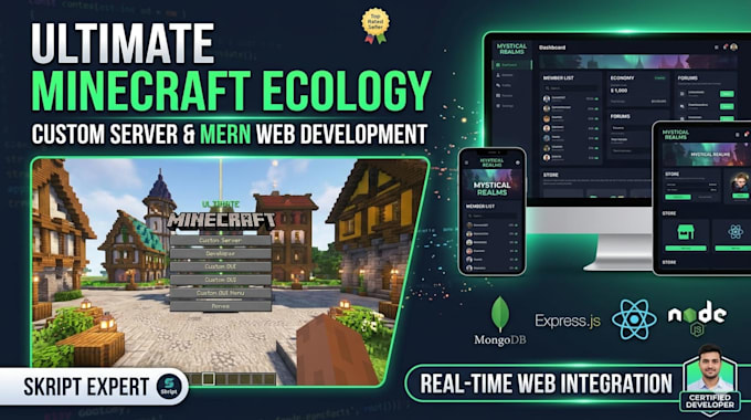 Develop a custom minecraft server with skript and mern stack website by ...