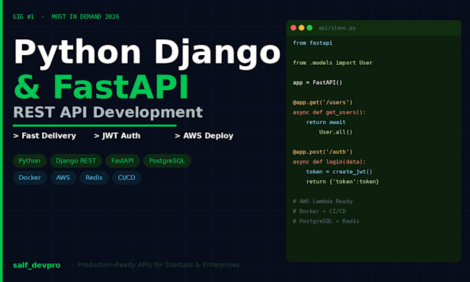 build a python django or fastapi rest API with AWS deployment