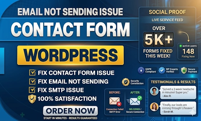 fix email issue, contact form issue, wp mail smtp issue,
