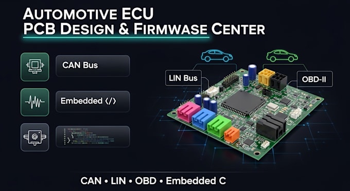 design automotive ecu pcb and can lin obd embedded firmware