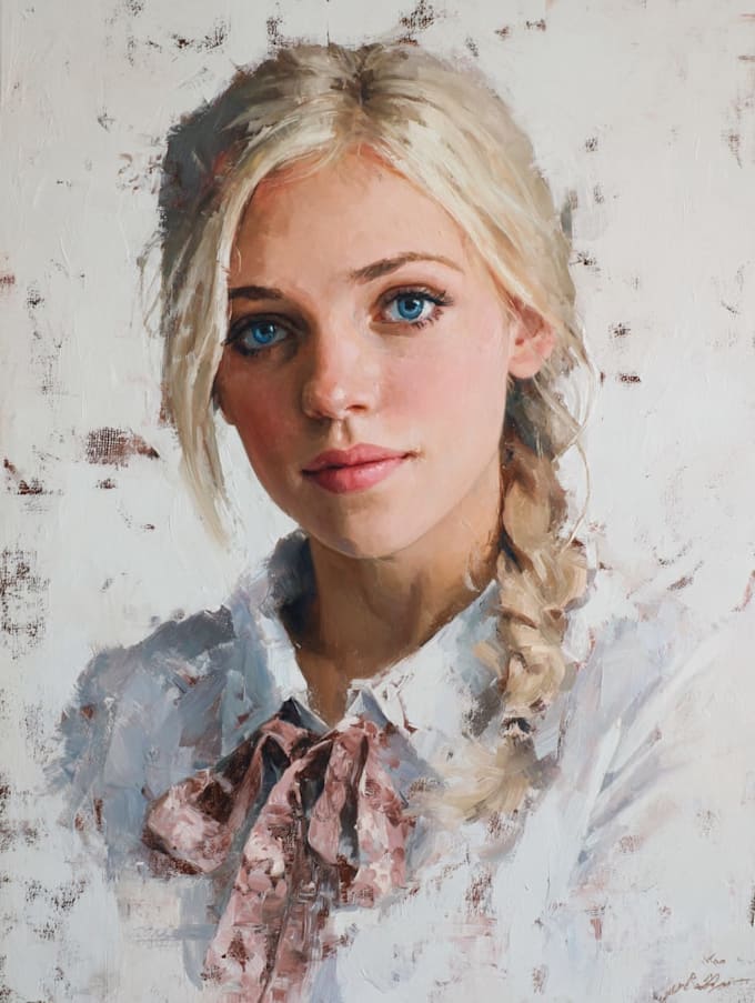 create real hand made oil painting portrait on canvas