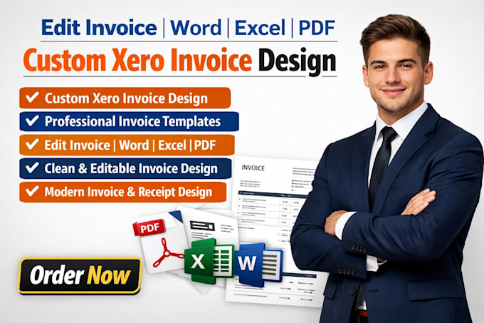 custom xero invoice template editable receipt word excel pdf billing design