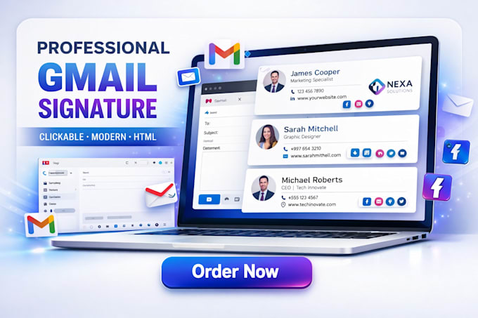 design professional clickable gmail email signature html outlook