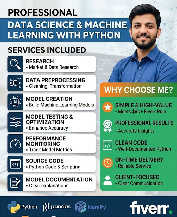 do data science, python data analysis and machine learning projects