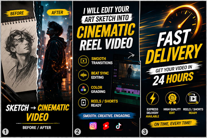 turn your art sketch into cinematic viral reel or shorts video
