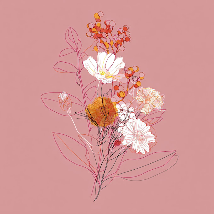 design best botanical line art  illustration