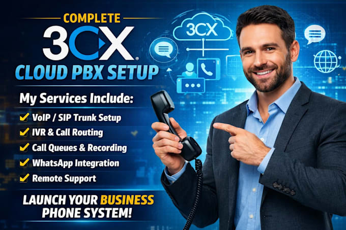 launch your 3cx voip cloud pbx phone system with full setup