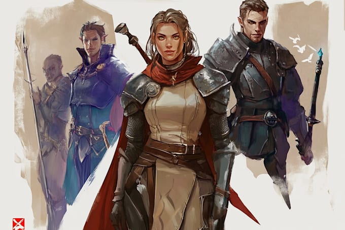 Hacer arte de personajes de fantasía y personajes de dnd