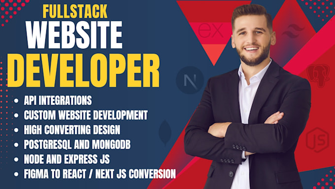 do website development as full stack web developer, front end, backend developer