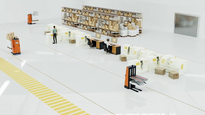 create cinematic 3d industrial product animation robotic visualization