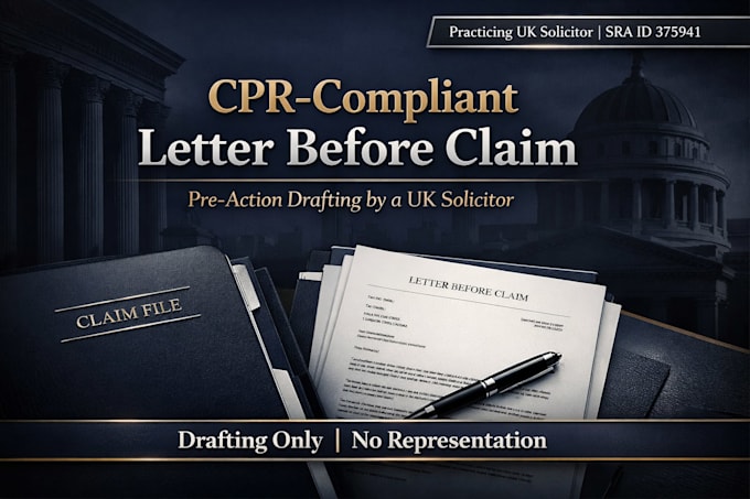 draft a cpr compliant UK letter before claim