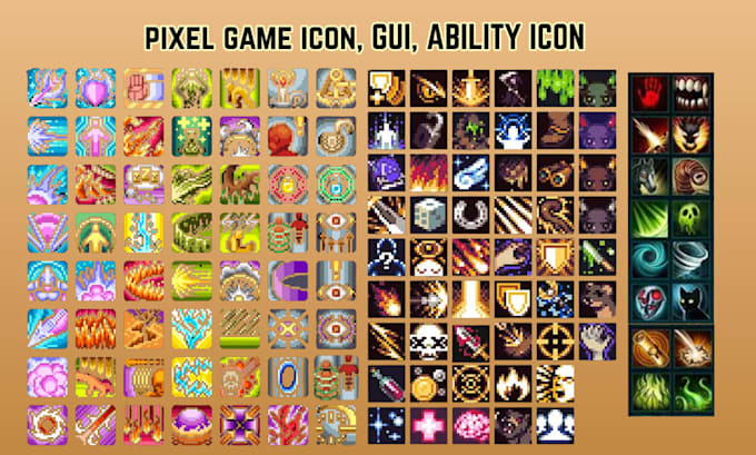 Pixel-spiel-icon, gui, charakter-icon, skill-icon und assets für dein ...
