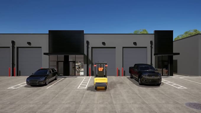 create 3d warehouse animation, logistics and factory plant walkthrough video
