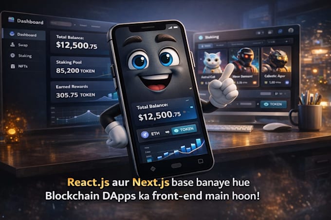 build blockchain dapp frontend in react js next js web3 nft defi staking app