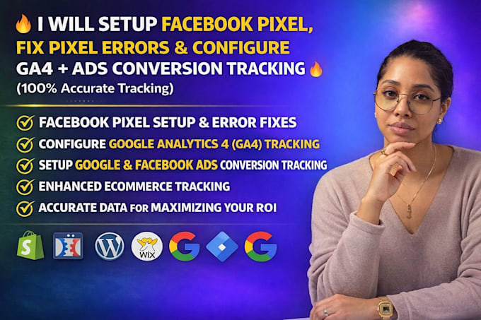 setup facebook pixel, fix pixel connection error and ga4 ads conversion tracking