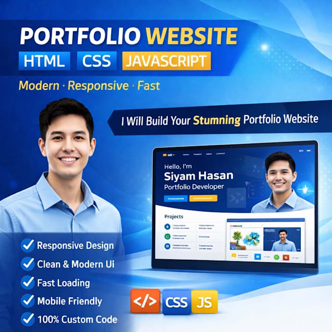 build a modern responsive personal portfolio website with HTML CSS javascript