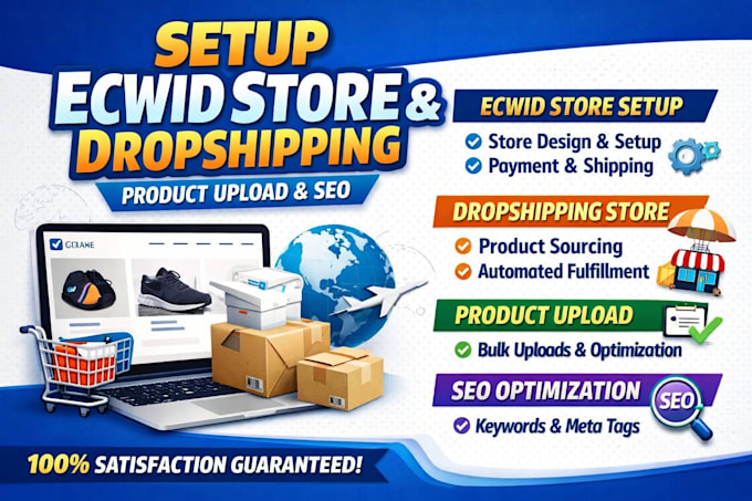 setup ecwid store ecwid dropshipping store product upload  SEO optimization