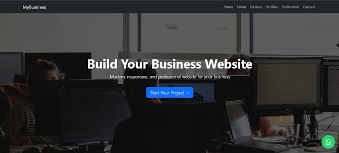 create a modern business landing page website