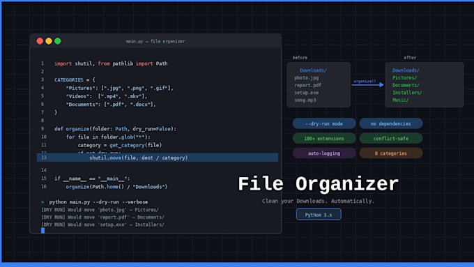 Create an automated downloads directory cleaner script by Phamvlap | Fiverr