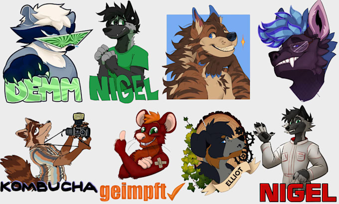 Draw furry badge, furry icon art, furry headshot, stickers, furry ych ...