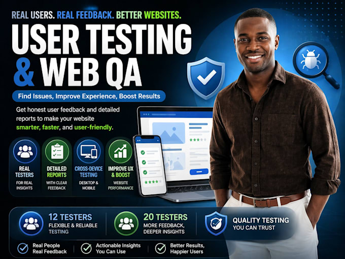 web testing web qa user testing qa testing desktop testing 12 testers 20 testers