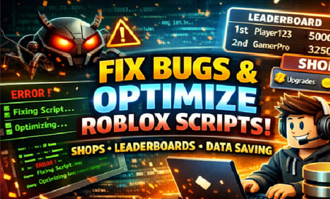 Consertar bugs e otimizar scripts do roblox para lojas, leaderboards e ...
