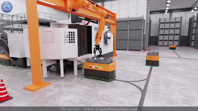 industrial warehouse machinery video factory process 3d plant assembly animation