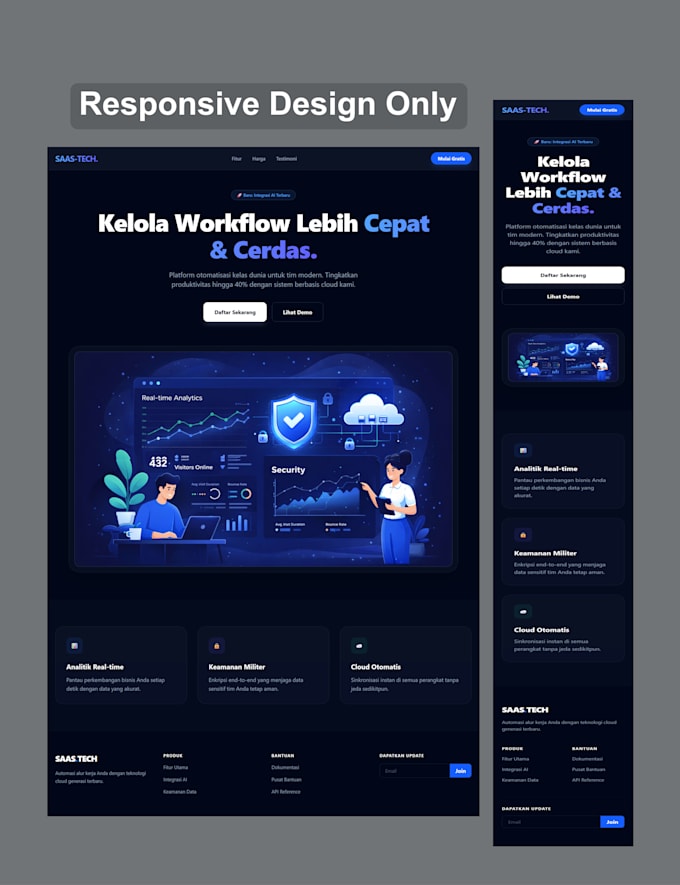 build a modern saas landing page using tailwind CSS