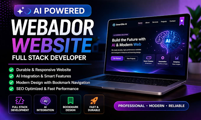 build a durable ai  webador website ai full stack developer with design bookmark