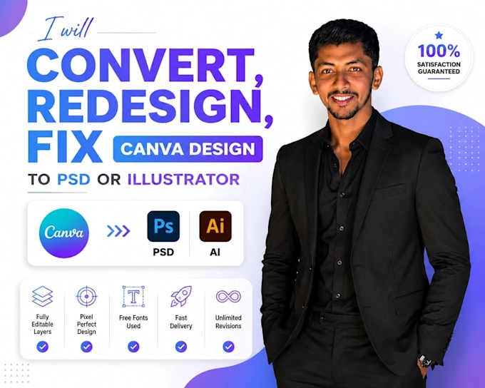 redesign or convert canva design into photoshop or illustrator