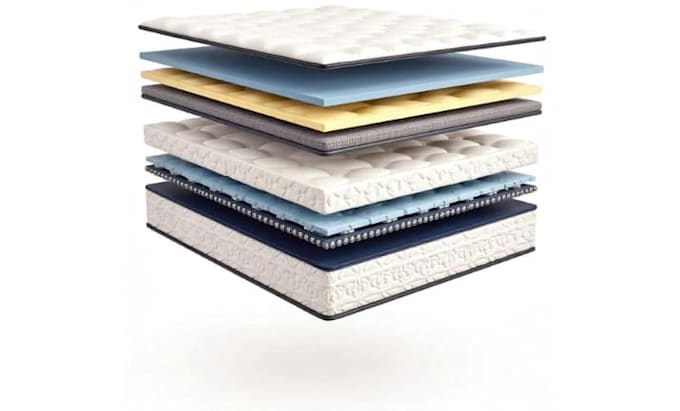 design high quality 3d mattress model with exploded view and realistic renders