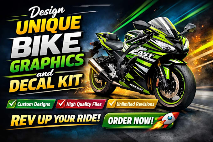 create custom motorcycle graphics, dirt bike decal kit and wrap design