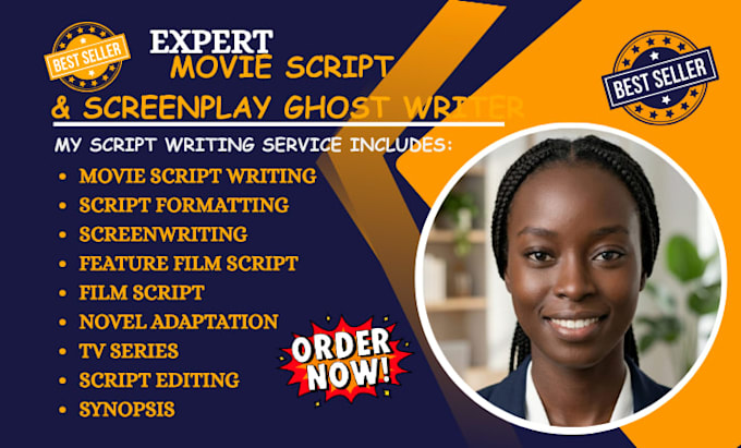 write a professional movie script or screenplay