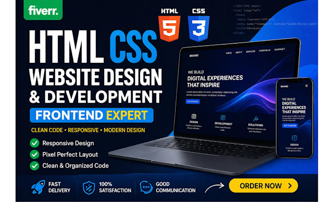 create responsive HTML CSS website for business and startups
