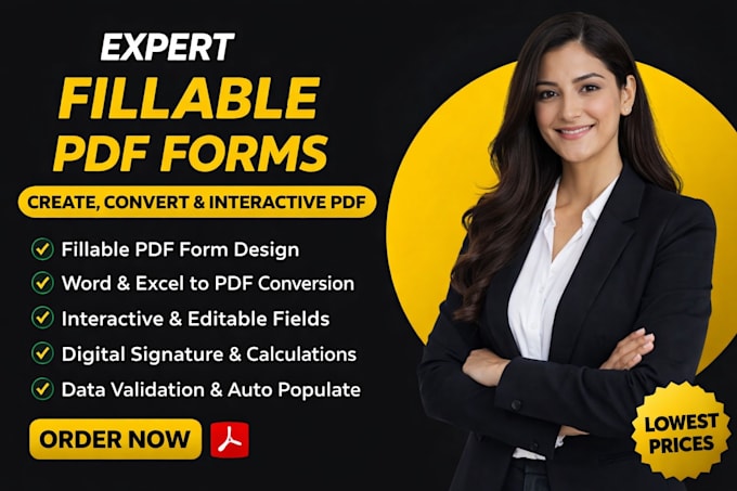 create fillable PDF form or convert word and excel to interactive editable PDF