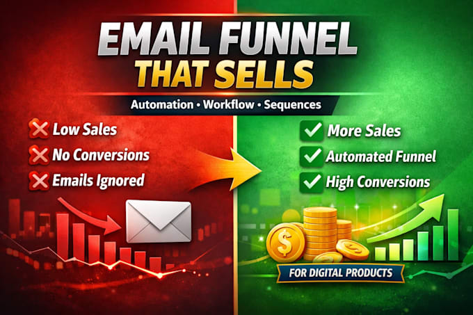 setup email automation funnel setup workflow email sequence for digital products