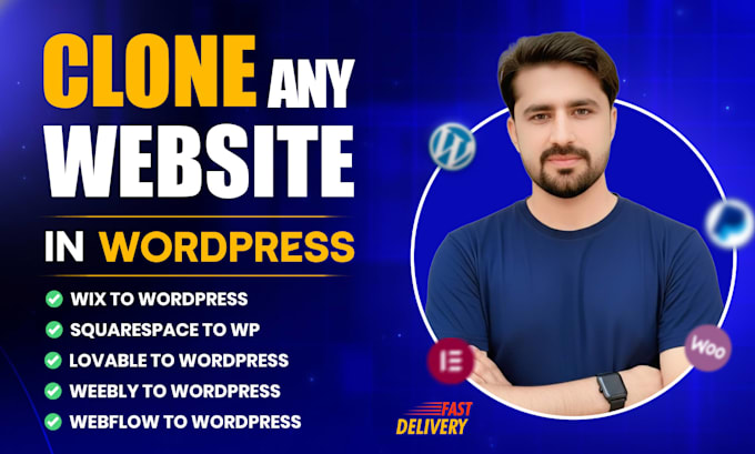 convert, clone or migrate wix, squarespace, or webflow to wordpress elementor