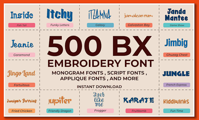 create embroidery font logo in bx dst pes