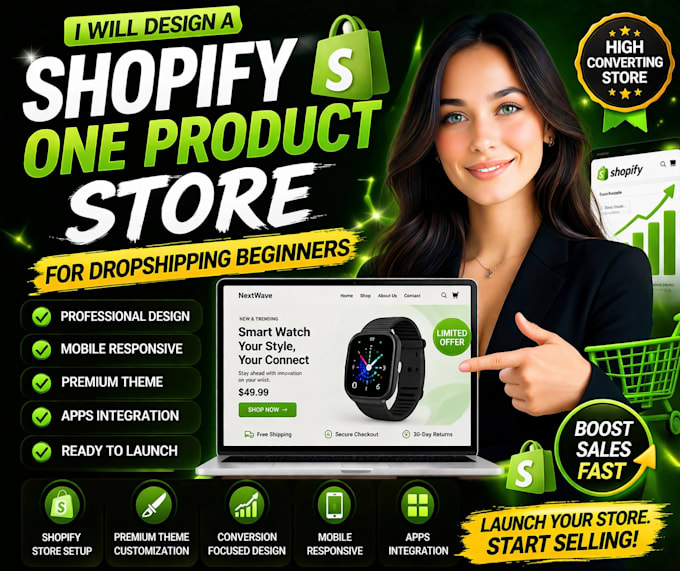 design a shopify one product store for dropshipping beginners