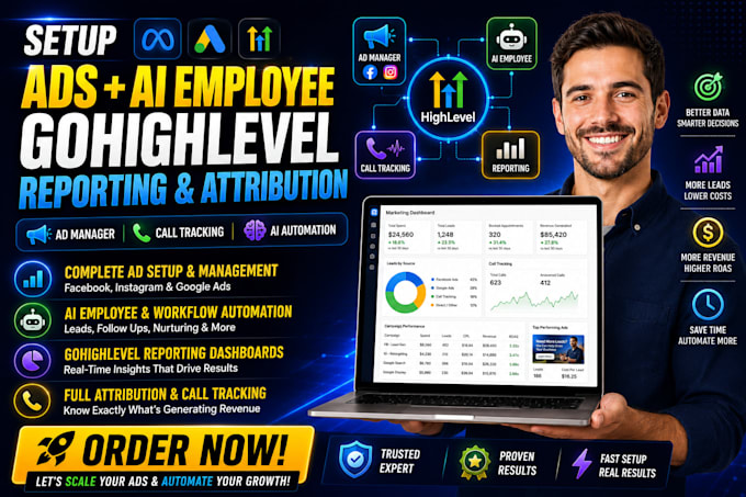 setup ads ai employee gohighlevel reporting attribution ad manager call tracking